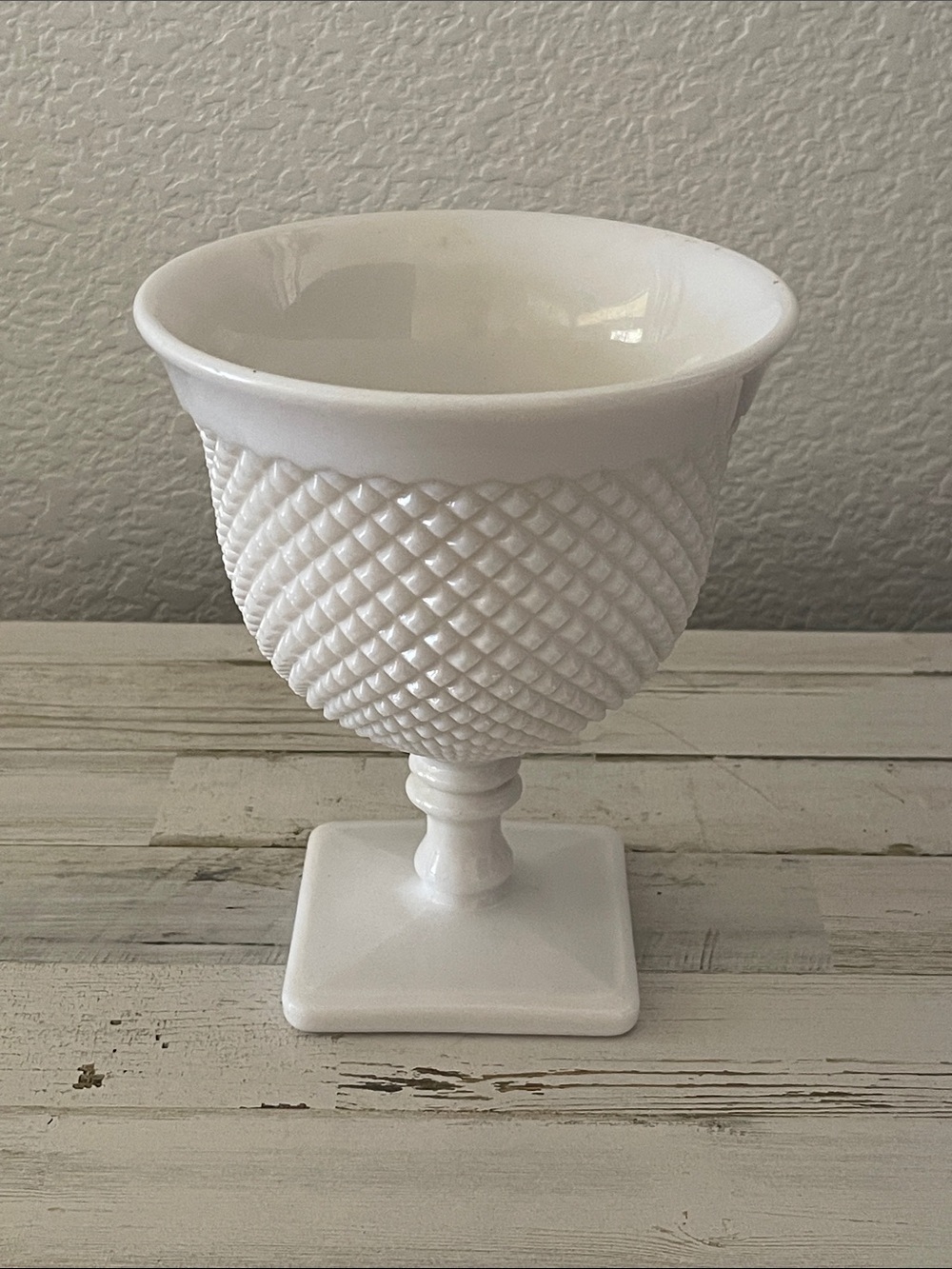 Vintage Westmoreland Style English Hobnail Milk Glass Pedestal Vase